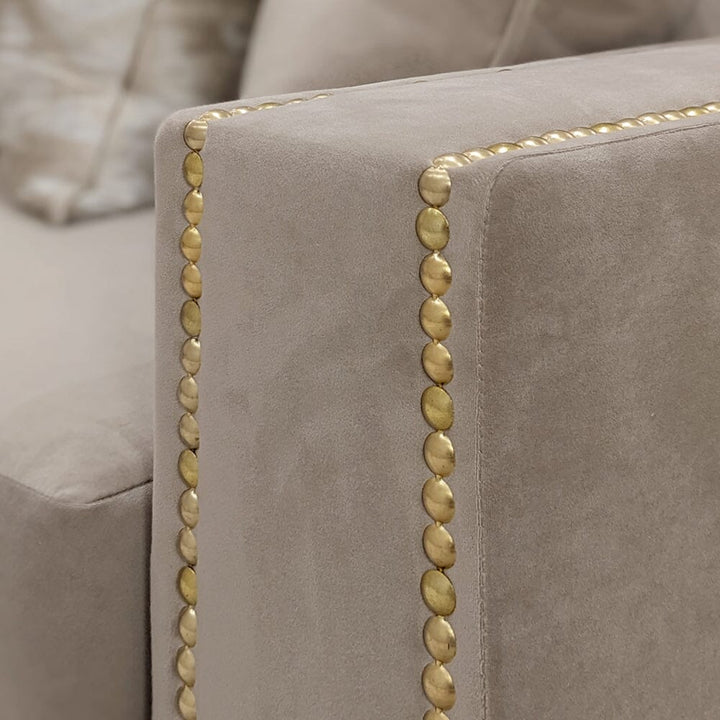 Kiara Mink Velvet Sofa Collection With Brass Studs MTO Sofa 