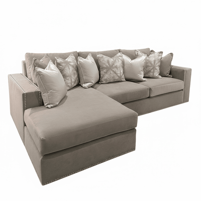 Kiara Mink Velvet Sofa Collection With Brass Studs Sofa 