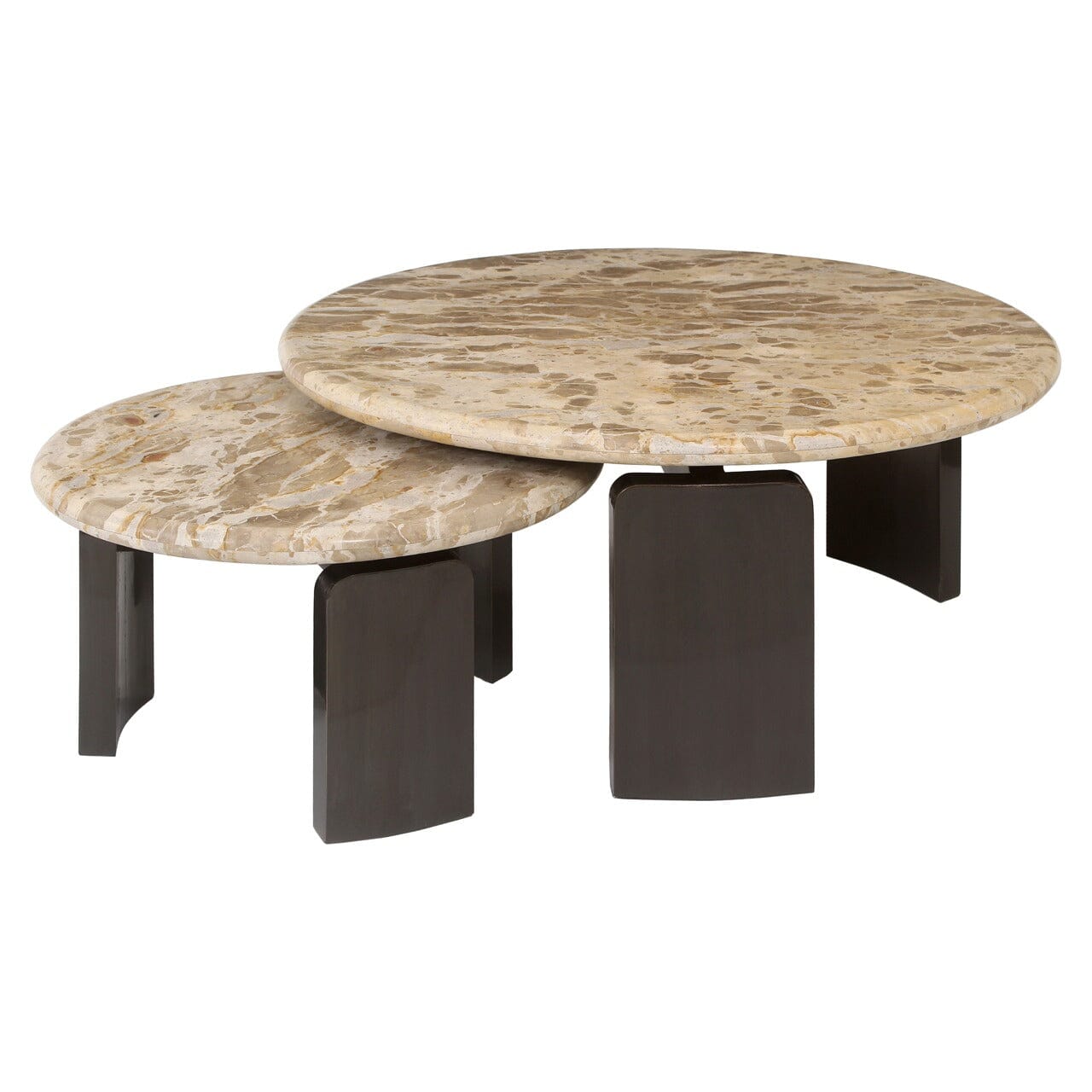 Kingsley Marble & Bronze Round Coffee Tables - Set of 2 Furniture 