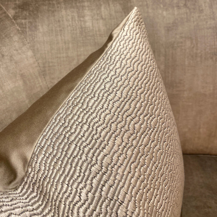 Kiri Taupe Satin Bolster Cushion 35cm x 50cm Textiles 