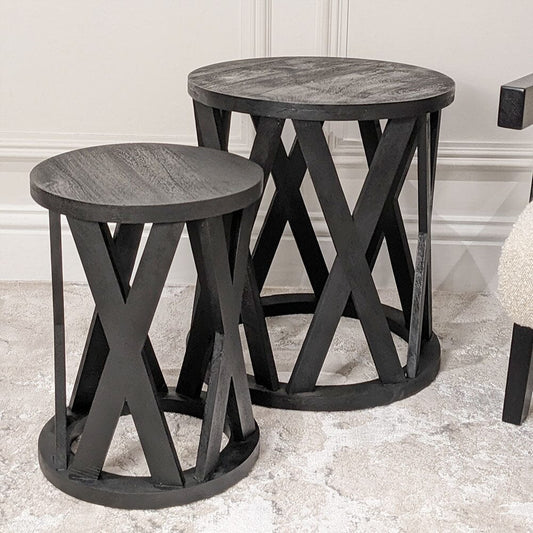 Kirkstone Black Wooden Set of 2 Side Tables Furniture 