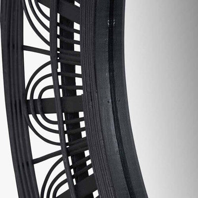 Kiruna Black Bamboo Frame Round Wall Mirror Accessories 