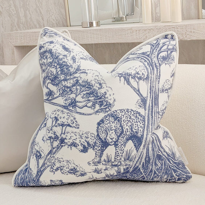 Kisumu Midnight Toile Print Cushion with Satin Piping - 50 x 50cm Textiles 