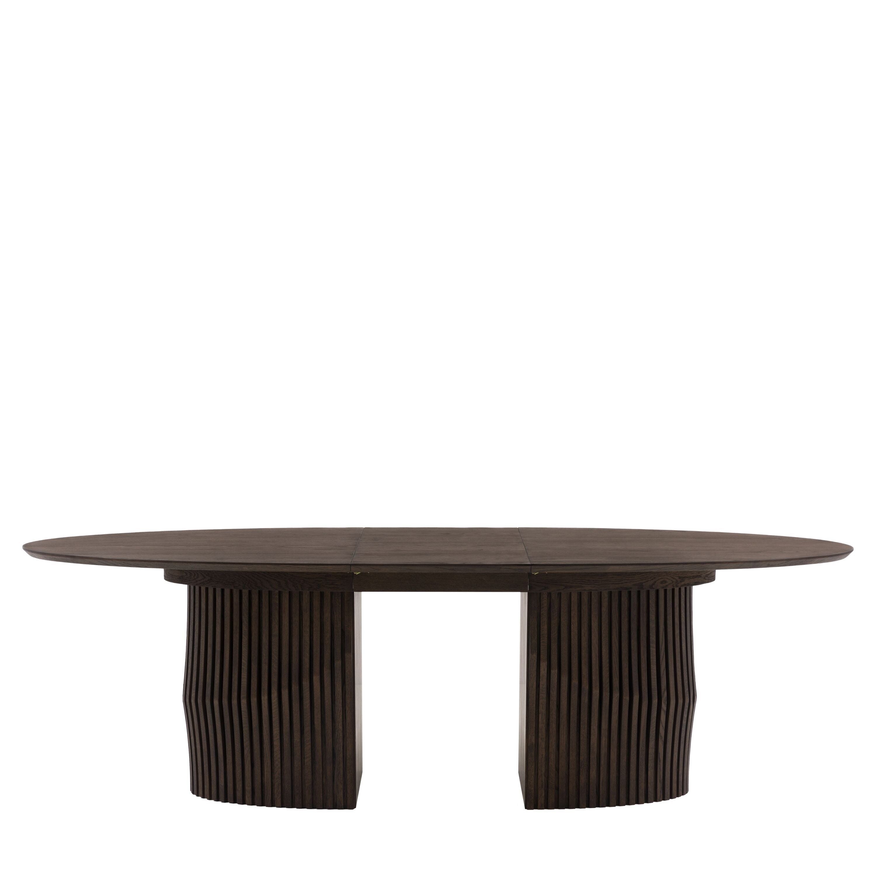 Koldrum Dark Wood Extendable Dining Table with Panelled Detail Furniture 