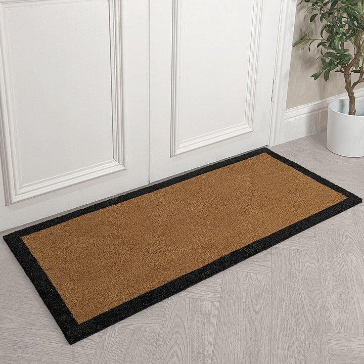 Kyla Black Border Natural Double Width Doormat Textiles 