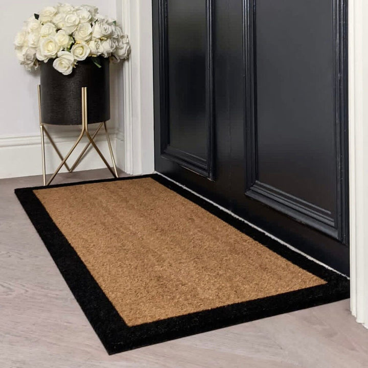 Kyla Black Border Natural Large Doormat Outdoor 