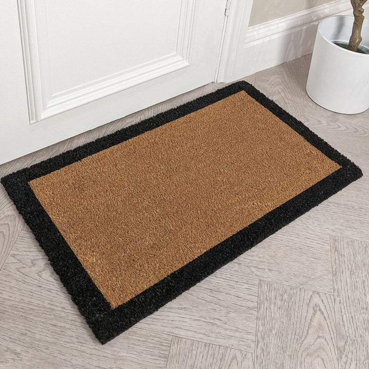 Kyla Black Border Natural Standard Doormat Textiles 