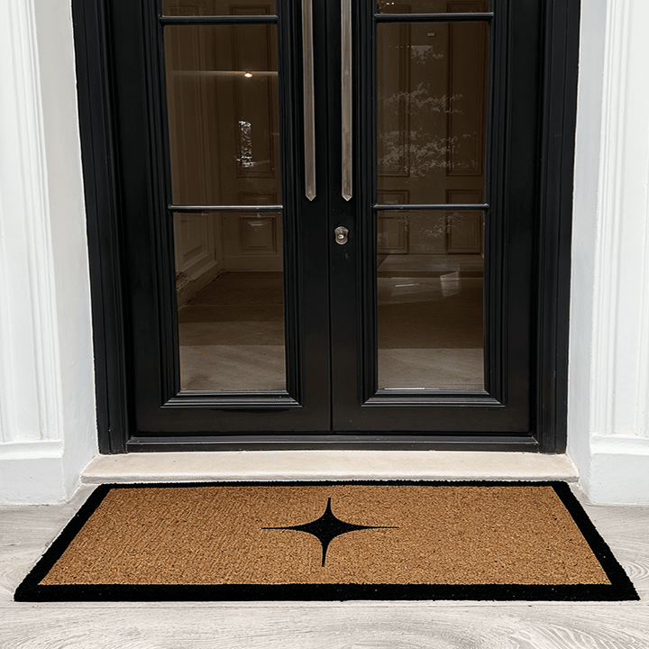 Kyla Large Star Print Black Border Natural Double Width Doormat Textiles 