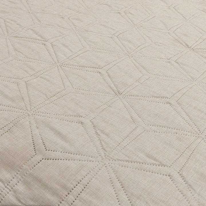 Kynlee Cream Linen Look Quilted Bedspread Textiles 