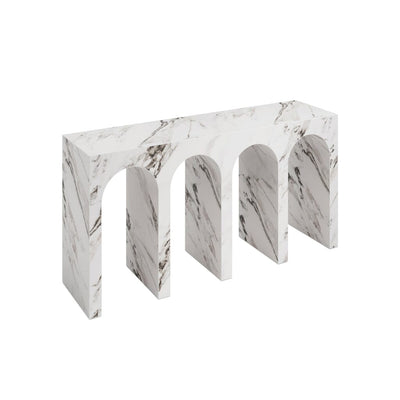 Kyoto Luxury White Marble Effect Arched Console Table Furniture 