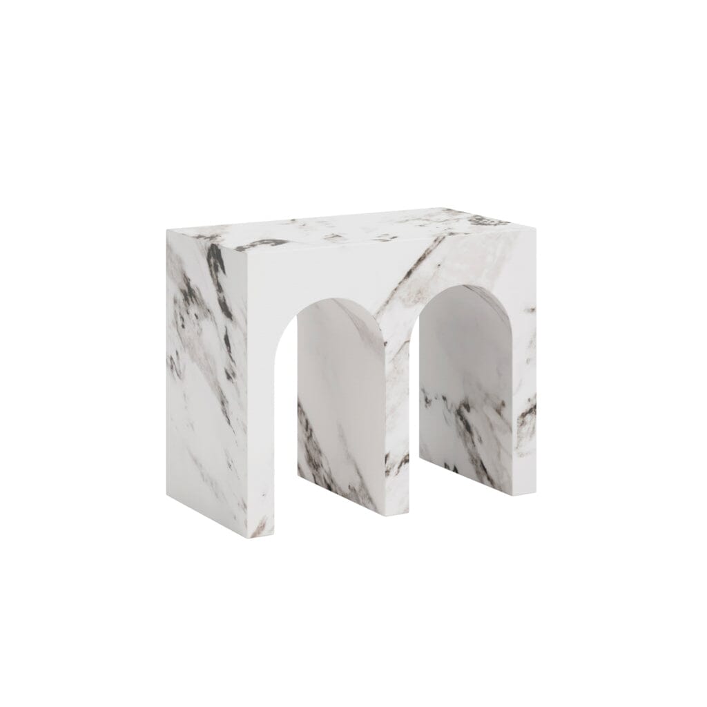 Kyoto Luxury White Marble Effect Large Arched Side Table – Rowen Homes