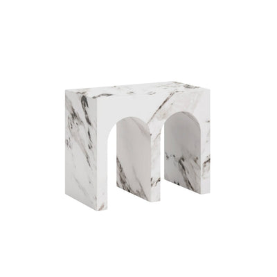 Kyoto Luxury White Marble Effect Large Arched Side Table Furniture 