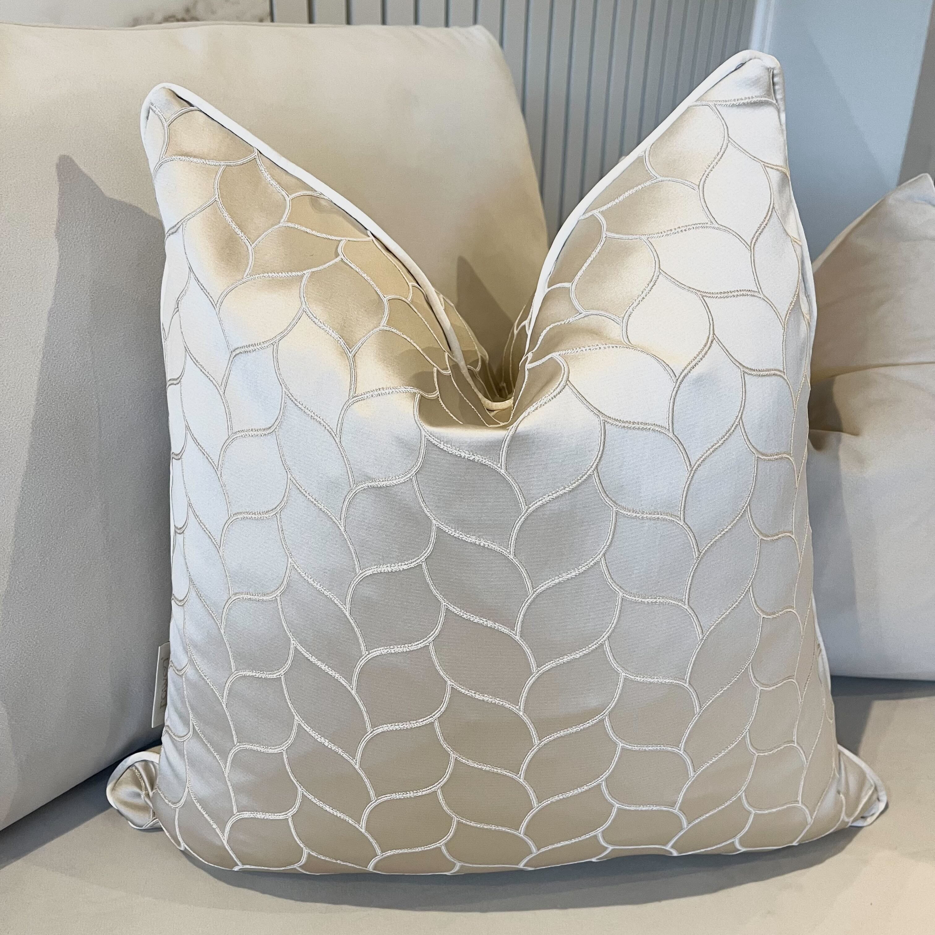 Kyoto Shell Textured Patterned Feather Filled Cushion - 50x50cm Textiles 