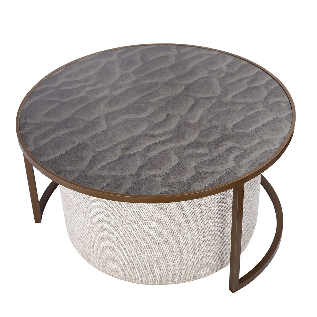 Lancaster Bronze Ripple Effect Coffee Table with Nesting Pouffe Furniture 