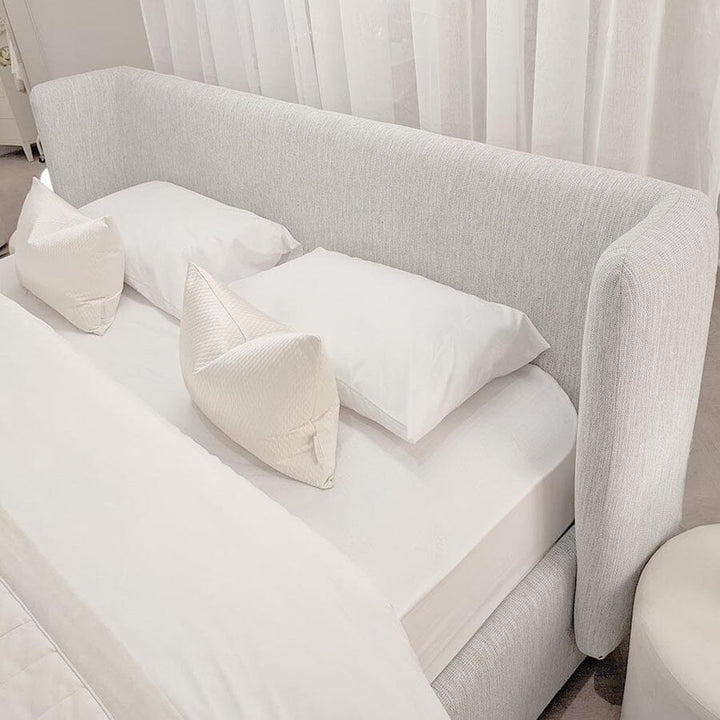Langham Woven Alabaster Luxury Curved Bed MTO Beds and Headboards 