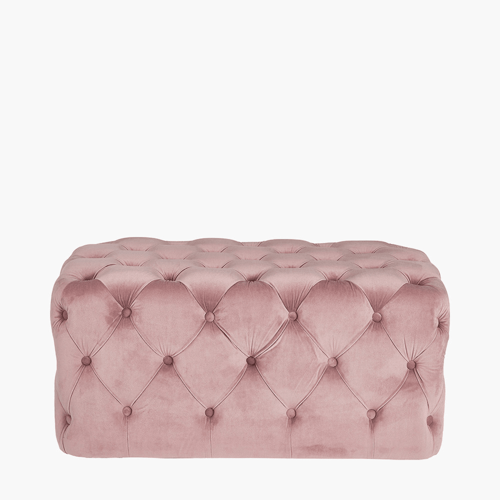Langley Blush Pink Buttoned Bench Furniture 