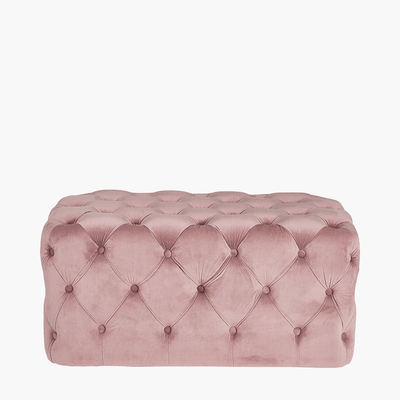 Langley Blush Pink Buttoned Bench Furniture 
