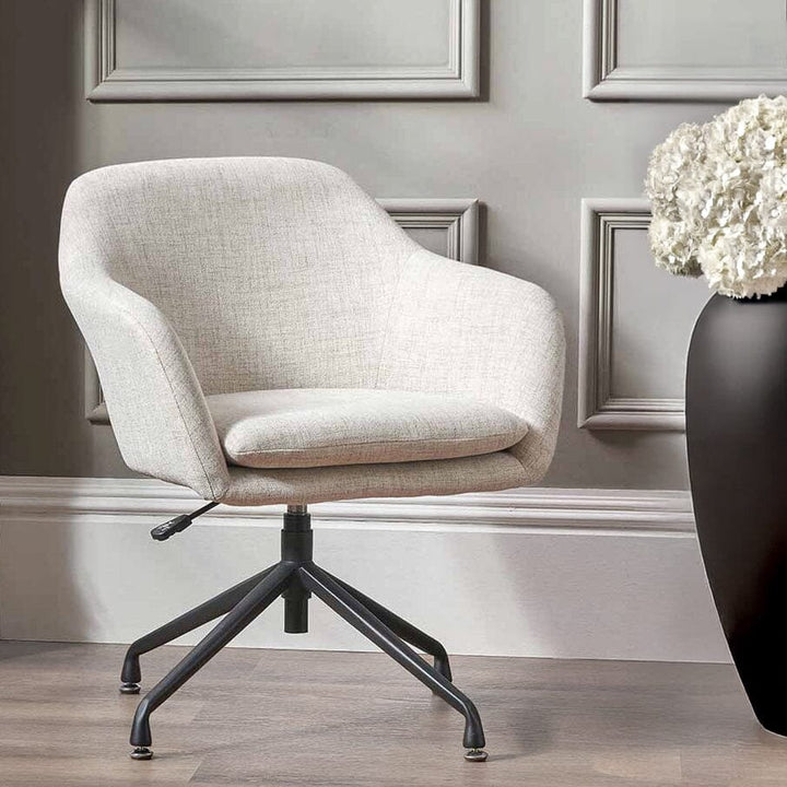 Langston Pebble Linen Swivel Adjustable Chair Furniture 