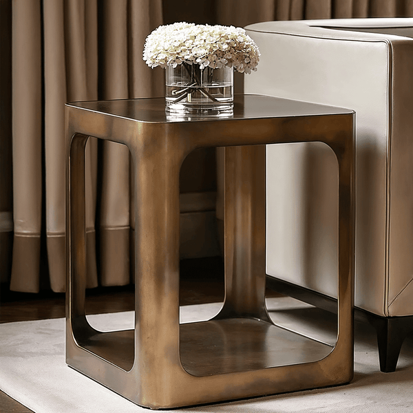Lani Bronze Side Table with Smoked Glass Top Furniture 