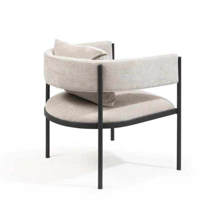 Laos Cream Textured Velvet Accent Chair with Black Legs Furniture 