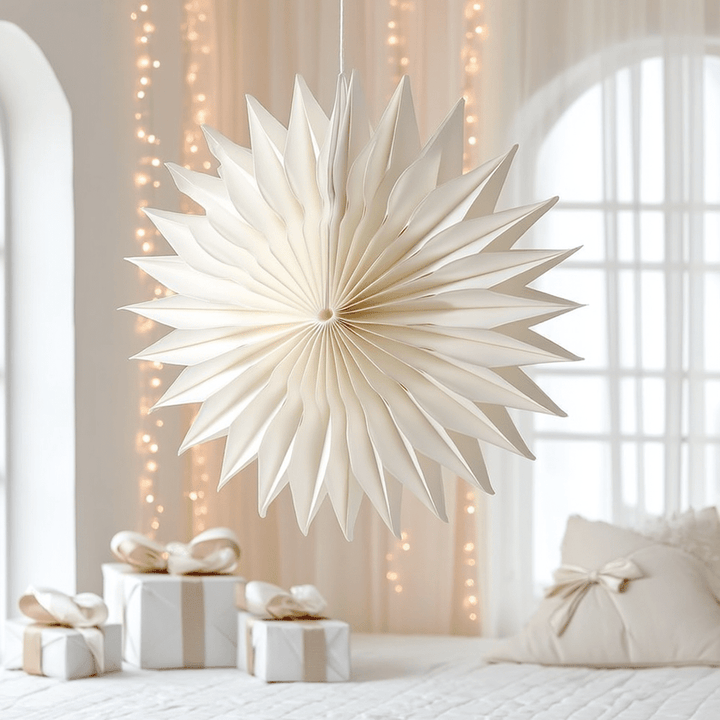 Large Decorative Cream Hanging Paper Star Ornament Accessories 