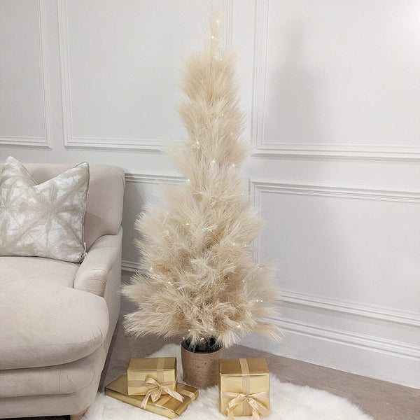 Large Decorative Faux Pampas Tree with LED Lights 