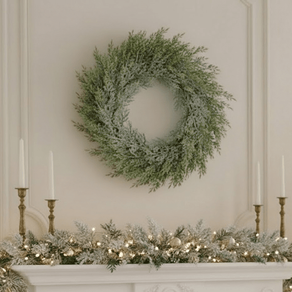 Large Frosted Pine Decorative Wreath Accessories 