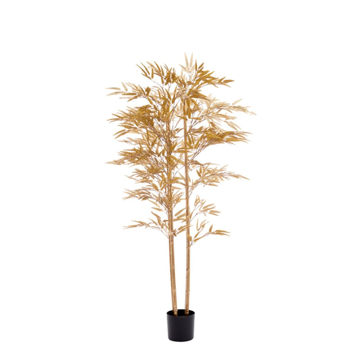 gold potted faux plant Large Metallic Light Gold Decorative Potted Faux Palm Tree