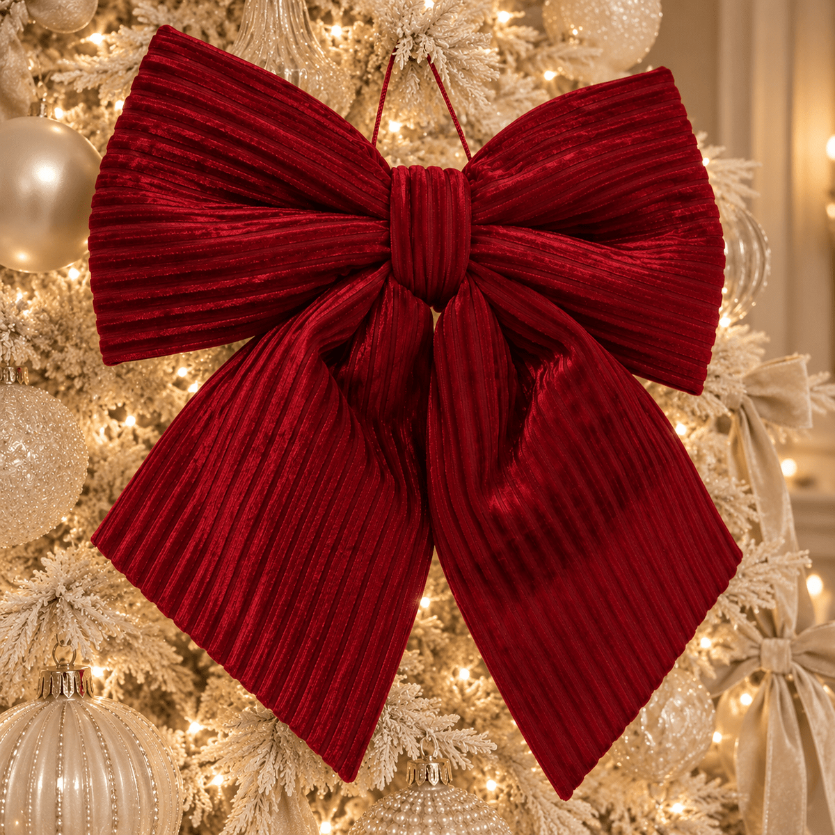 Large Red Velvet Decorative Bow Accessories 