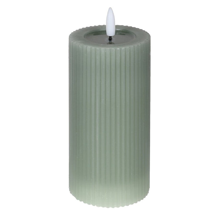 Large Sage Green Realistic Ribbed LED Candle Fragrance 