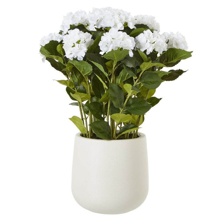 Large White Faux Hydrangea Potted Plant Accessories 