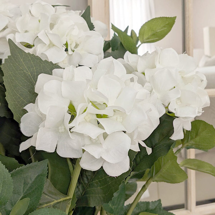 Large White Faux Hydrangea Potted Plant Accessories 