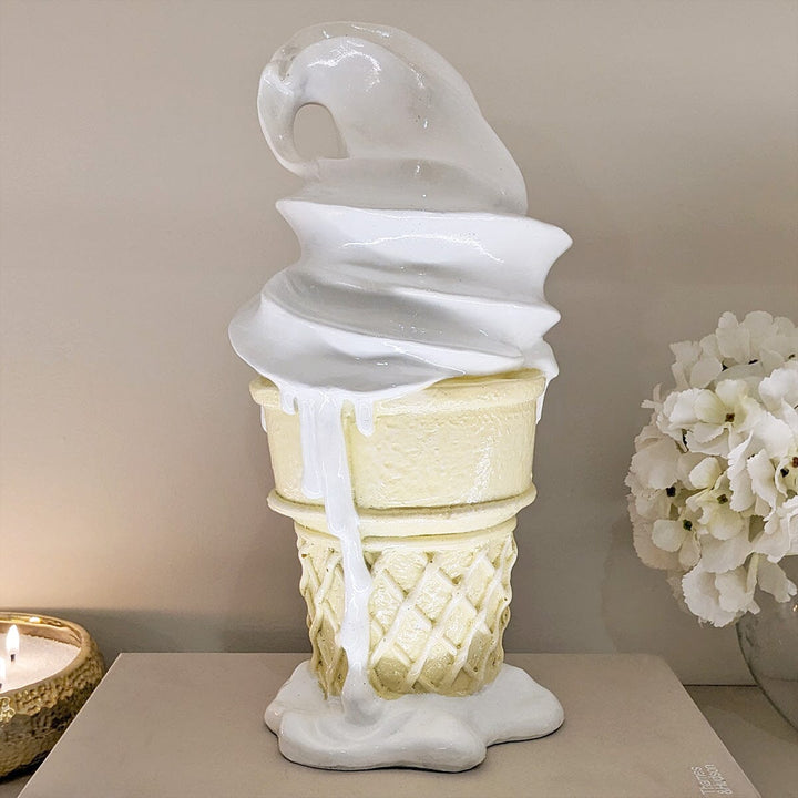 Large White Ice Cream Cone Decorative Sculpture Accessories 