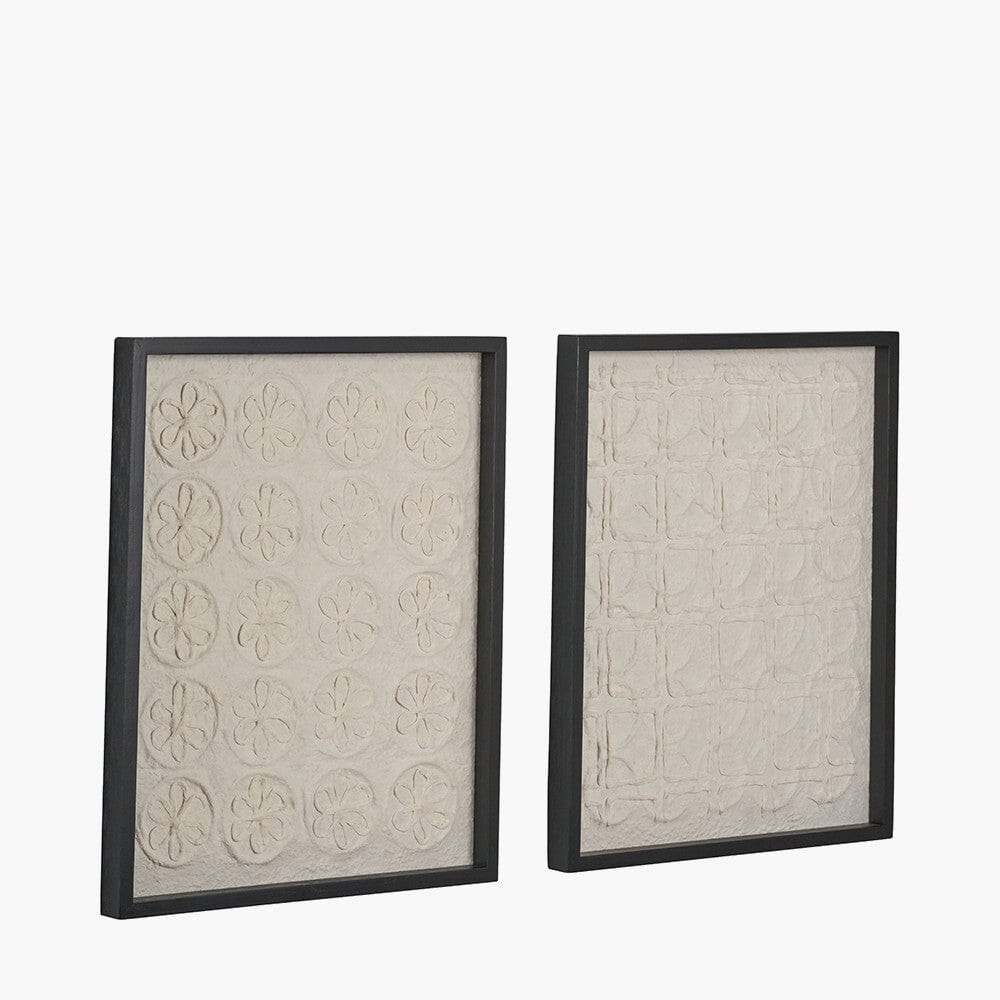 Laurel Circular Patterned Paper Wall Art with Black Frame - Set of 2 Accessories 