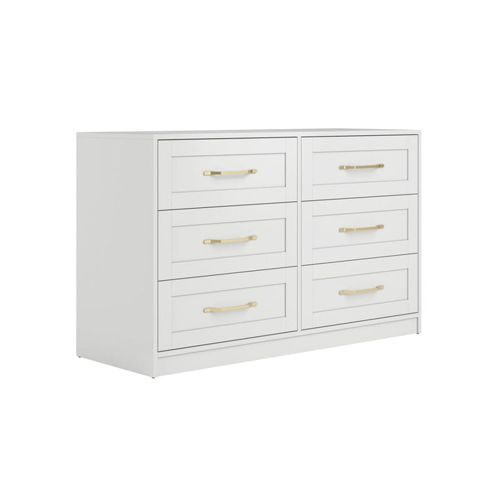 Layla White 6 Drawer Chest with Gold Handles Furniture 