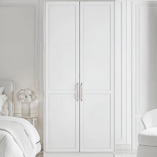 Layla White Double Wardrobe with Gold Handles Furniture 