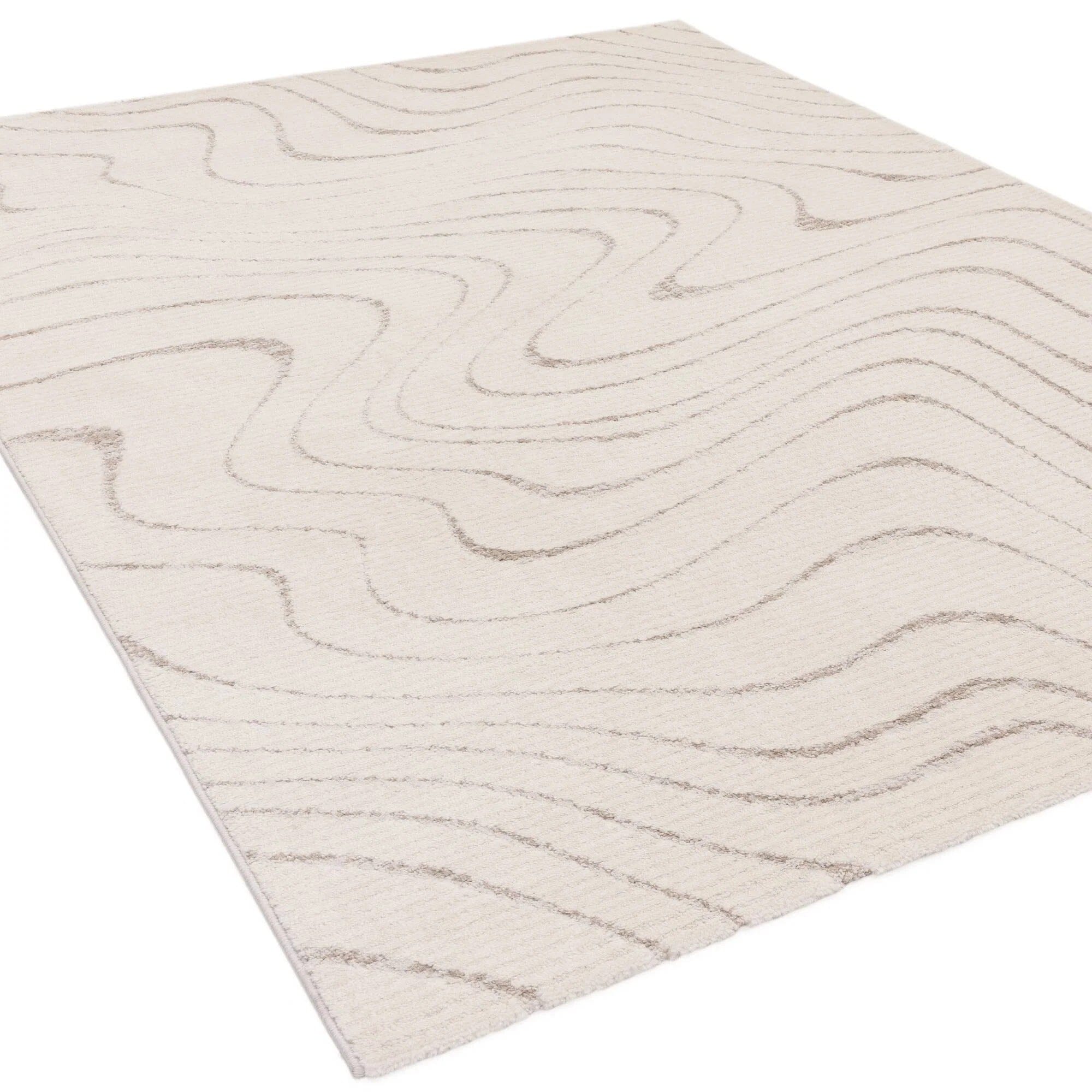 Lecco Beige Wave Effect Abstract Rug 