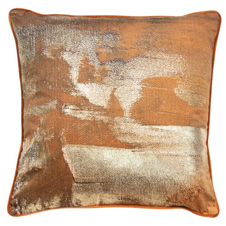 Lena Rust & Gold Abstract Cushion - 45x45cm Textiles 