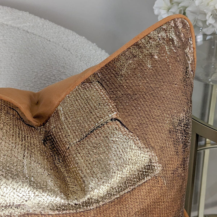 Lena Rust & Gold Abstract Cushion - 45x45cm Textiles 