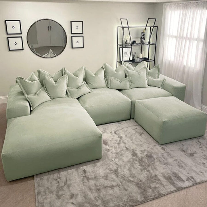 Lenox Sage Green Velvet Pillow Back Sofa Range MTO Sofa 