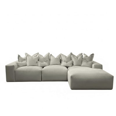Lenox Silver Velvet Pillow Back Modular Sofa Range Sofa 