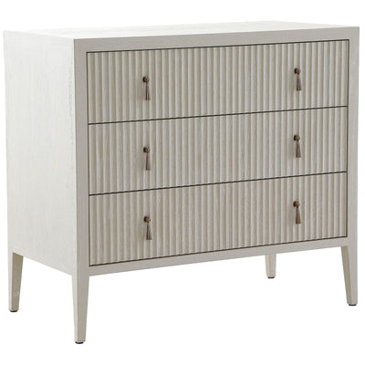 Lettos Whitewash Wooden Ribbed Front 3 Drawer Chest Furniture 