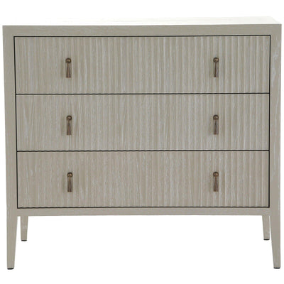 Lettos Whitewash Wooden Ribbed Front 3 Drawer Chest Furniture 