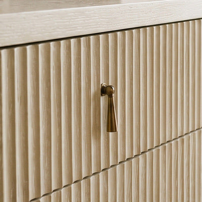 Lettos Whitewash Wooden Ribbed Front 6 Drawer Chest Furniture 