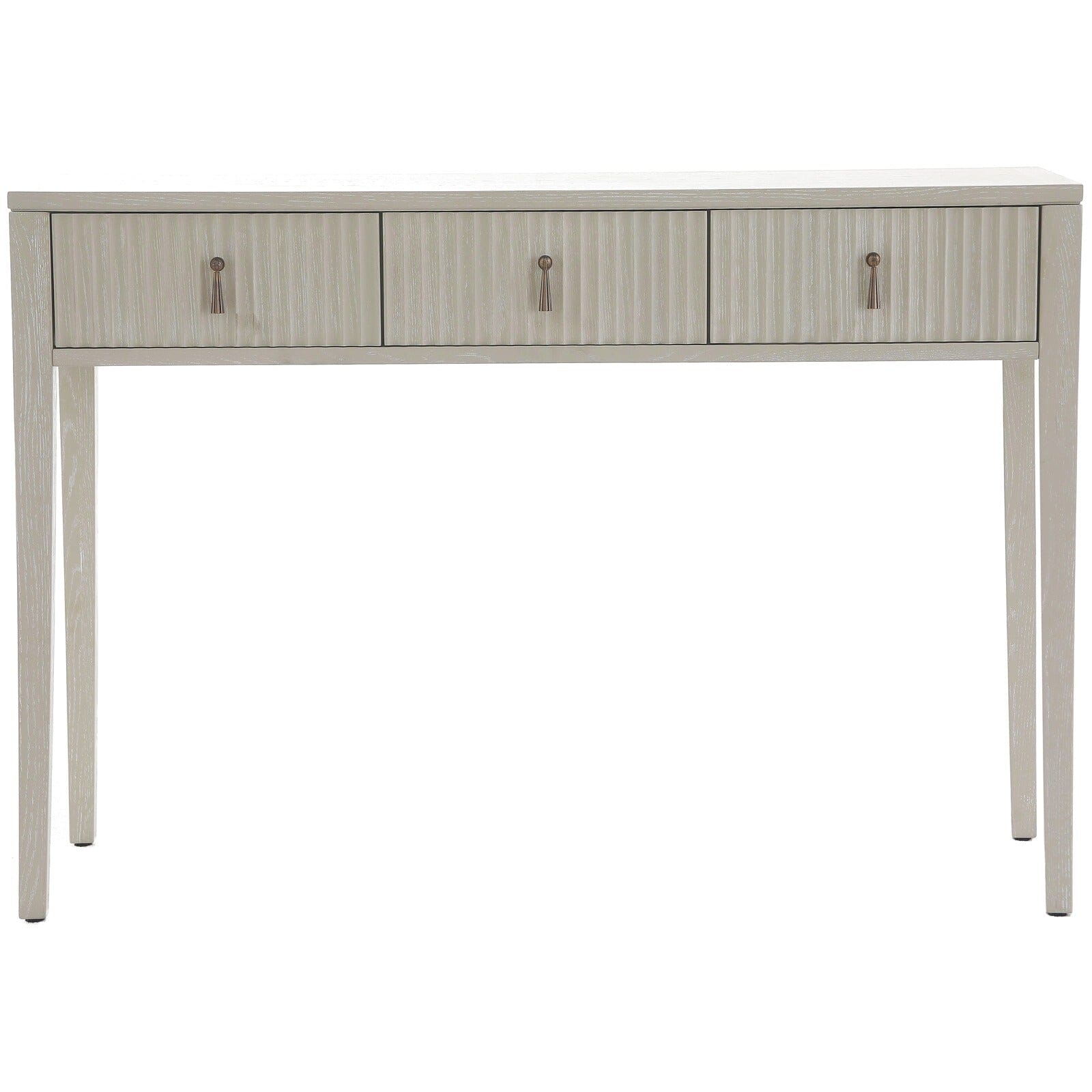 Lettos Whitewash Wooden Ribbed Front Console Table / Dressing Table Furniture 
