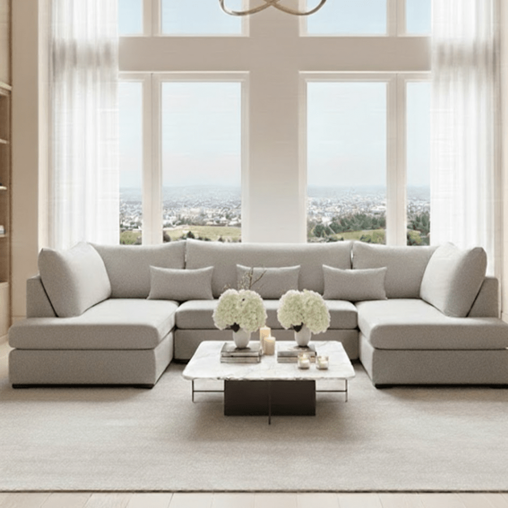 Lexington Porridge Textured Medium U Shape Sofa Sofa 