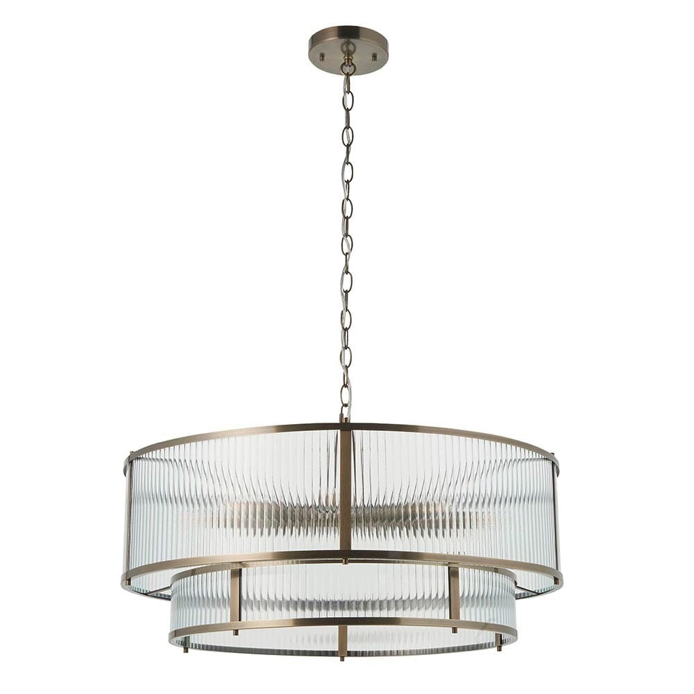 Liang Brass & Glass 8 Light Tiered Pendant Ceiling Light Lighting 