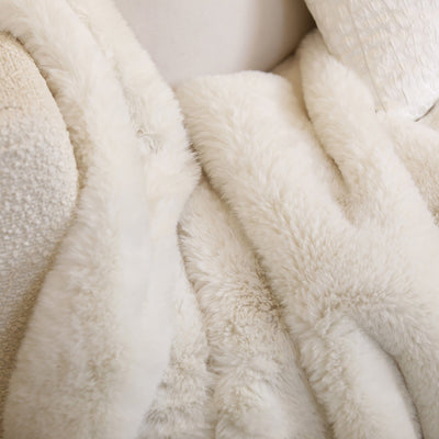 Lili Extra Thick Faux Fur Cream Throw Textiles 