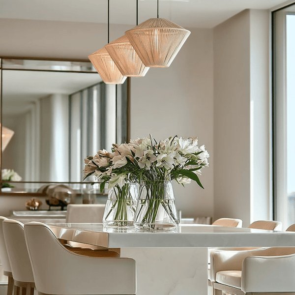 Lilila Cream Rope Detail 3 Light Pendant Ceiling Light Lighting 