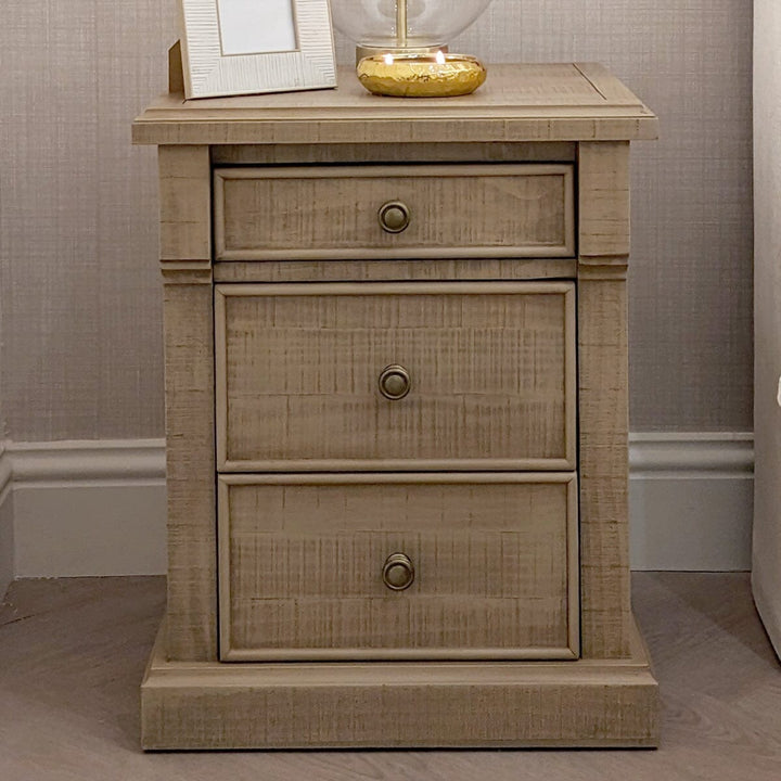 Lilliana Luxury 3 Drawer Bedside Table with Brass Handles Furniture 